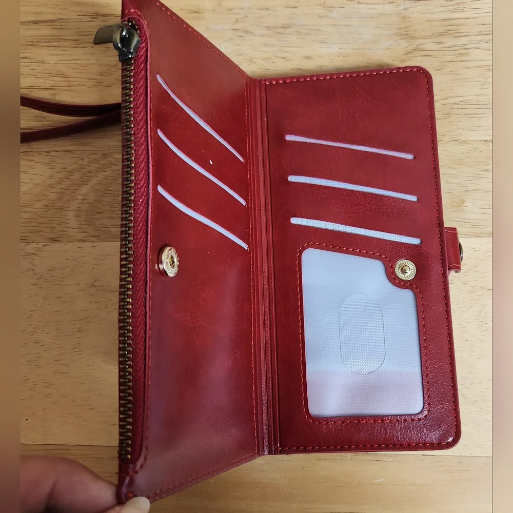 XcaseBar Wallet Case for Samsung Galaxy S25 - Red RFID protection strap cards